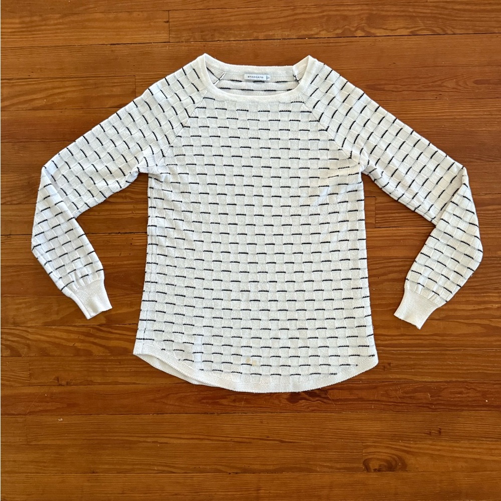 Staccato White and Black Textured Sweater